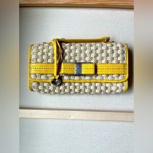 Brighton yellow woven clutch bag purse NWOT